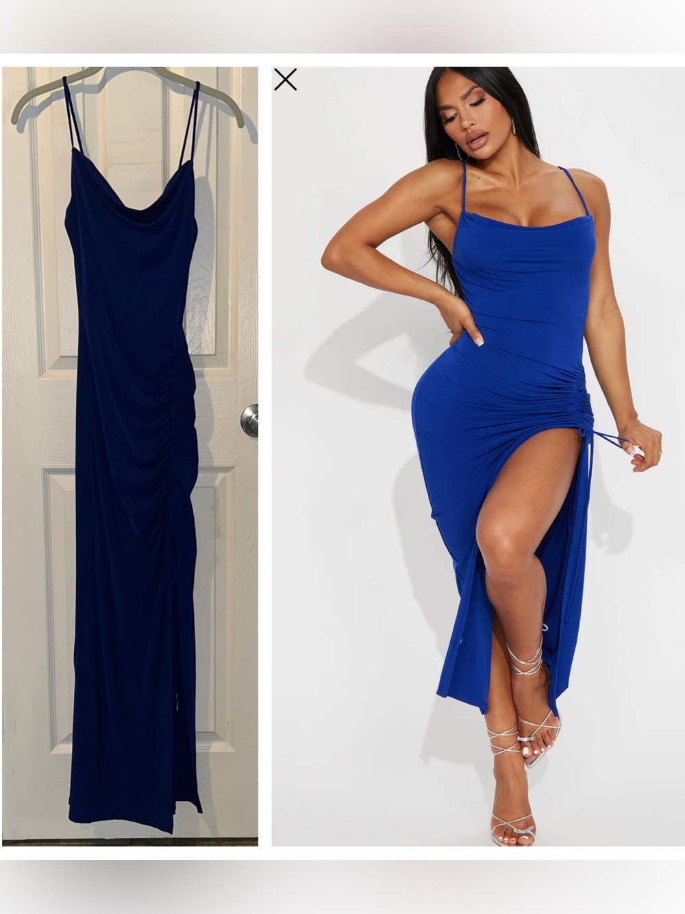 NWT Fashion Nova Joelle Maxi Dress Royal Blue Skinny Straps Sz XSmall
